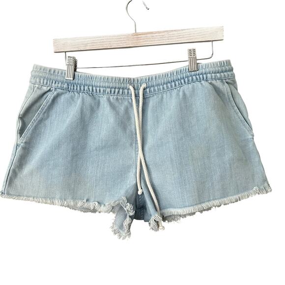 Aerie Denim Tie Front Pull On Shorts Light Wash Large - Picture 1 of 3